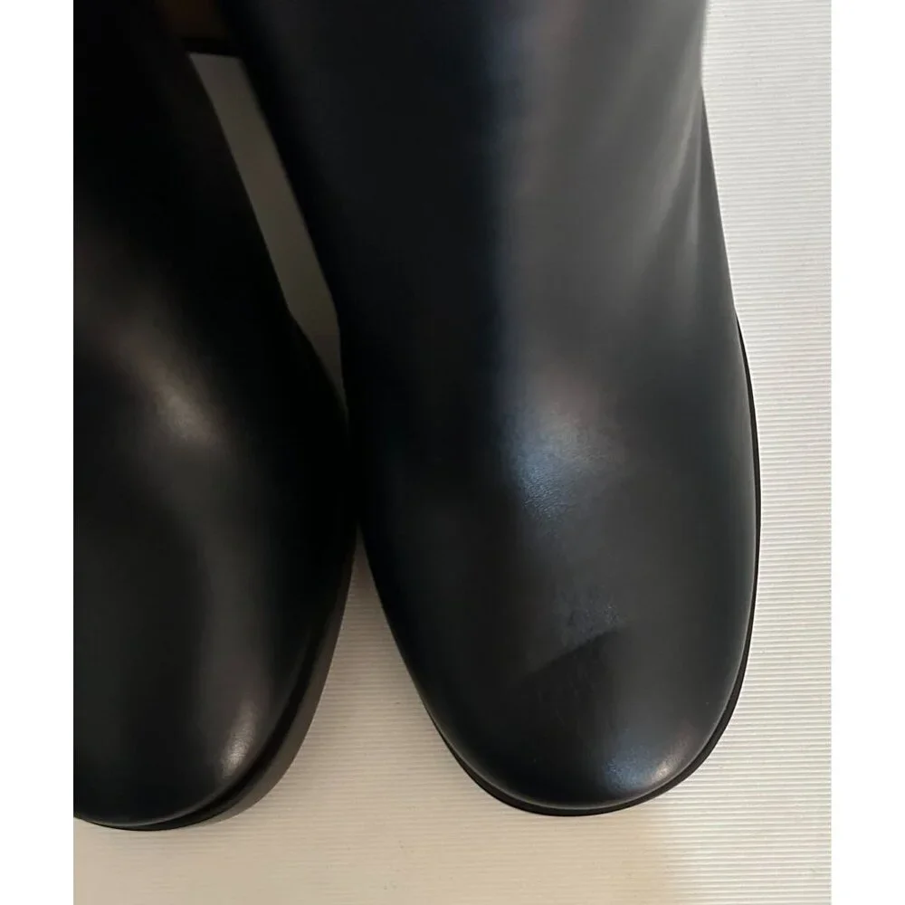 NIB $1800 Gucci Lifford Leather Gold Tone Striped Metallic Knee Boots Black Size